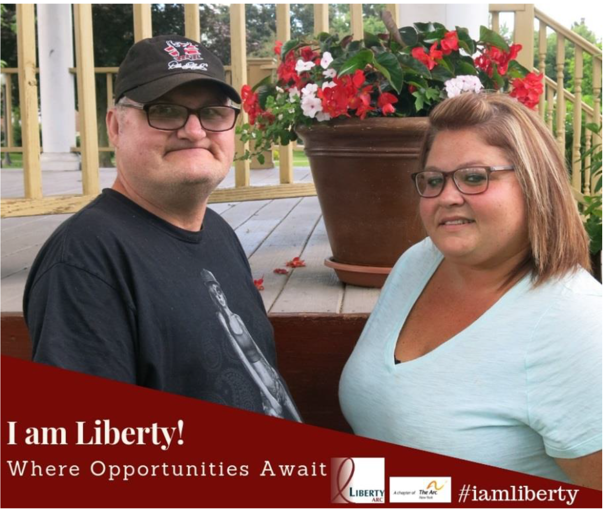 Deitra_Stockwell I am Liberty Story: Where Opportunities Await. Headshot of Deitra Stockwell with man she supports at Liberty ARC.