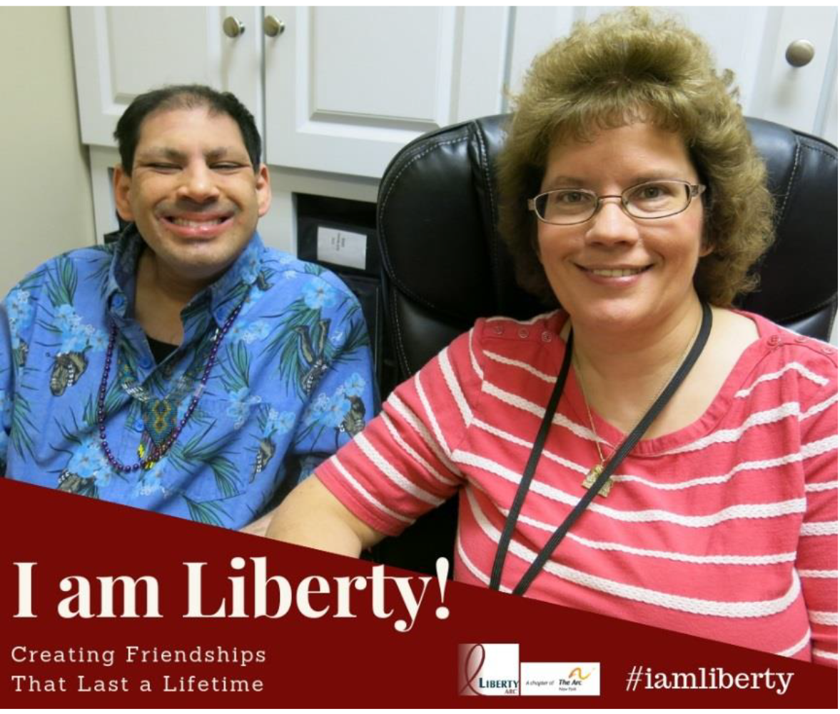 I Am Liberty Story: Creating Friendships That Last a Lifetime. Headshot of Patty Reksc with man she supports at Liberty ARC.