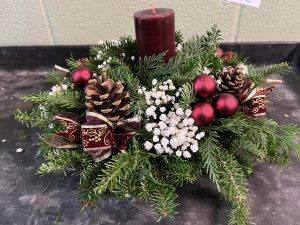 Christmas candle table centerpiece.