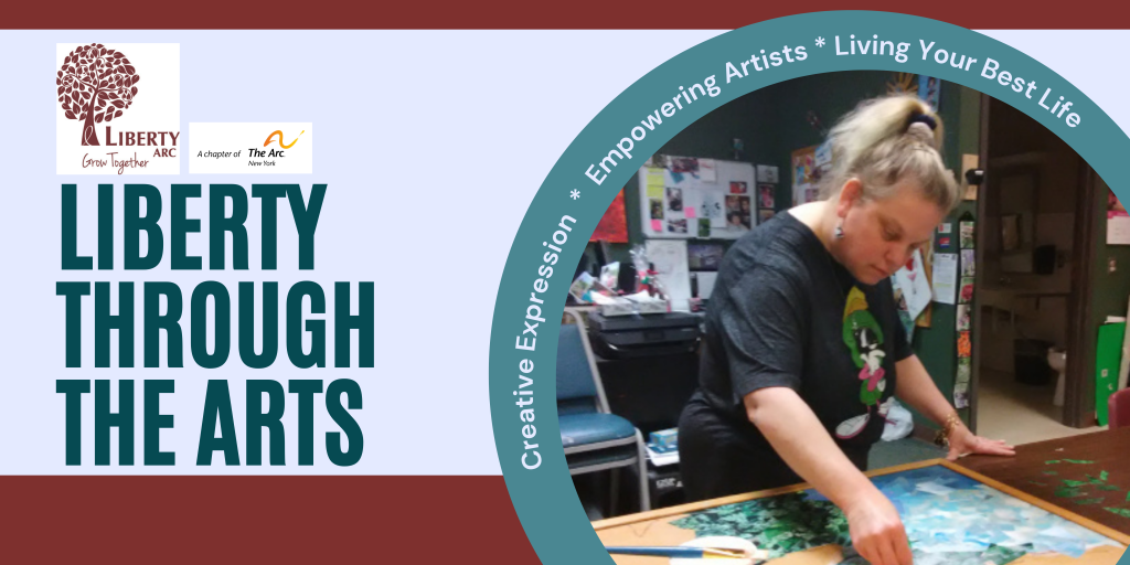 Liberty Through the Arts. Woman working on art project