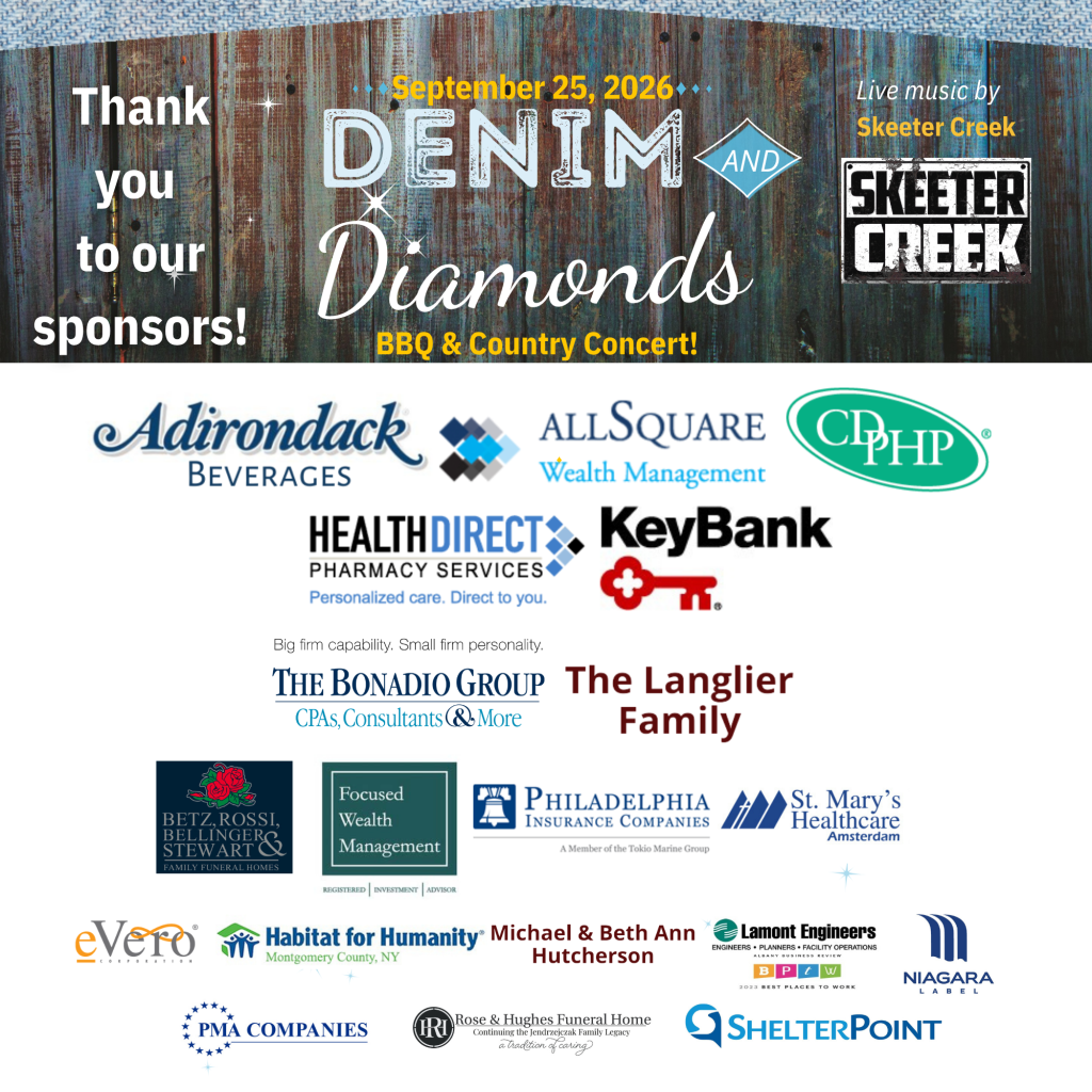 Denim & Diamonds BBQ and Country Concert. Live music by Skeeter Creek. Thank you to our sponsors. List of business logos that are sponsors for Denim and Diamonds.